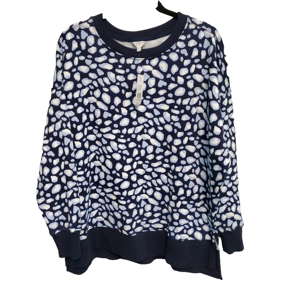 crown & ivy Tops - Crown & Ivy Lounge Navy Animal Pattern Oversized Sweatshirt Med NWT